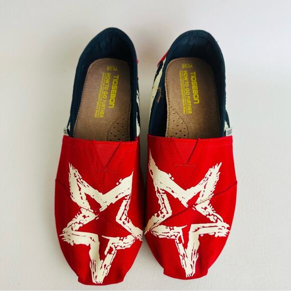 TIOSEBON Womens Casual Canvas Flat Slip On Shoes Patriotic Red White Blue Size 7 - Picture 10 of 11